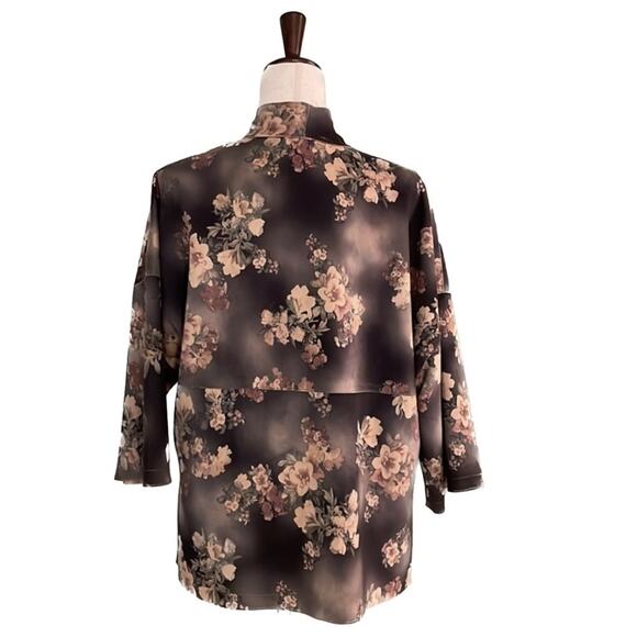 Solitaire | Anthropologie Jacket Faux Suede Open Front Kimono Floral Women's S - Picture 3 of 8